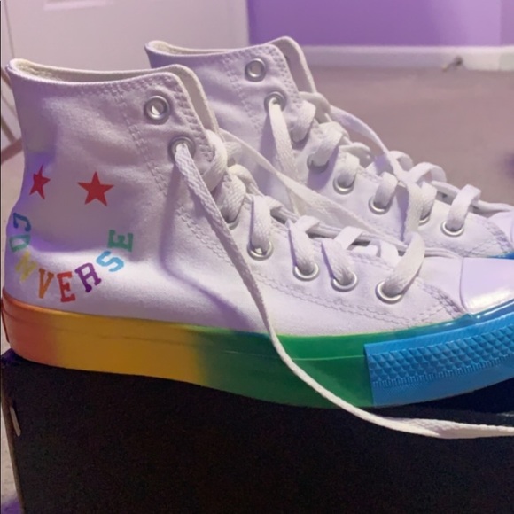 Converse Shoes - Rainbow high top converse.